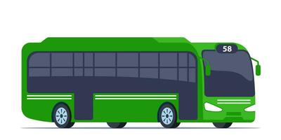 groen stad bus. passagier vervoer kant visie. openbaar vervoer. modern toeristisch bus. vector illustratie.