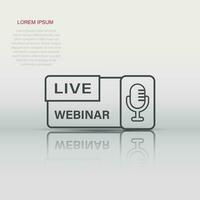 leven webinar icoon in vlak stijl. online opleiding vector illustratie Aan geïsoleerd achtergrond. conferentie stroom teken bedrijf concept.