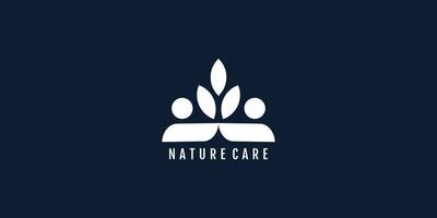 natuur logo met mensen zorg concept ontwerp premie vector