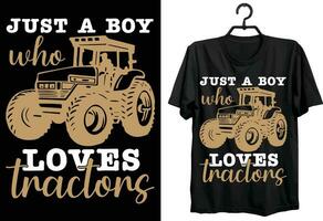 alleen maar een jongen wie liefdes tractoren. trekker trekken t-shirt ontwerp. grappig geschenk item trekker trekken t-shirt ontwerp voor trekker liefhebbers. vector