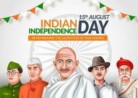 gelukkig onafhankelijkheid dag Indië 15e augustus vector illustratie banier ontwerp.