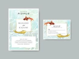 mooi koi vis waterverf bruiloft uitnodiging kaart vector