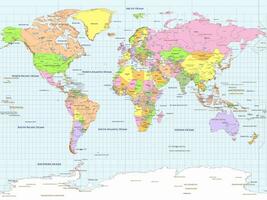 politiek wereld kaart gal stereografisch wagner vii projectie vector