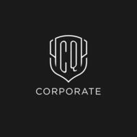 eerste cq logo monoline schild icoon vorm met luxe stijl vector