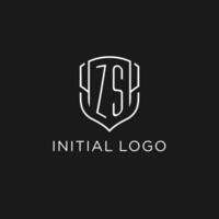 eerste zs logo monoline schild icoon vorm met luxe stijl vector