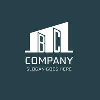 eerste bc logo voor echt landgoed met gemakkelijk gebouw icoon ontwerp ideeën vector