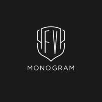 eerste fv logo monoline schild icoon vorm met luxe stijl vector