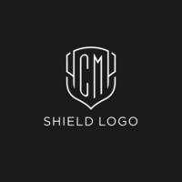 eerste cm logo monoline schild icoon vorm met luxe stijl vector