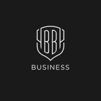eerste bb logo monoline schild icoon vorm met luxe stijl vector