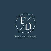 eerste brief ed logo monogram met cirkel lijn stijl vector