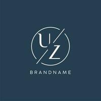 eerste brief uz logo monogram met cirkel lijn stijl vector