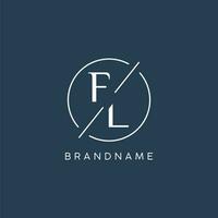 eerste brief fl logo monogram met cirkel lijn stijl vector