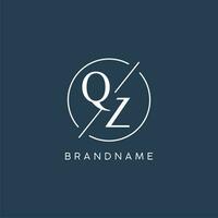 eerste brief qz logo monogram met cirkel lijn stijl vector