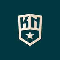 eerste kn logo ster schild symbool met gemakkelijk ontwerp vector