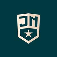 eerste jn logo ster schild symbool met gemakkelijk ontwerp vector