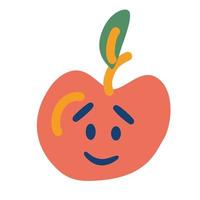 appel met een gezicht. appel fruit karakter concept. gezonde vrucht. zoet en smakelijk. vector cartoon illustratie