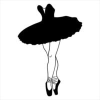ballet. ballerina's benen in een tutu en pointe. silhouet. vector