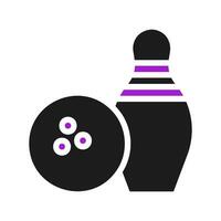 bowling icoon solide Purper zwart sport symbool illustratie. vector