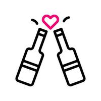 wijn liefde icoon duokleur zwart roze stijl Valentijn illustratie symbool perfect. vector