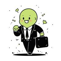 Mens wandelen met koffer, zakenman karakter in vlak stijl, zakenman tekenfilm vector illustratie ontwerp
