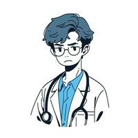 dokter portret geïsoleerd Aan wit achtergrond, dokter tekens illustratie in vlak stijl, schattig dokter logo ontwerp vector