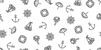 anker naadloos patroon vector boot roer zwemmen ring palm boom piraat maritiem nautische zee oceaan herhaling behang sjaal geïsoleerd tegel achtergrond tekening
