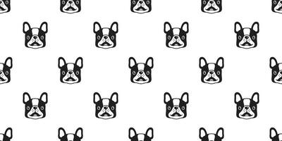 hond naadloos patroon vector Frans bulldog glimlach tekenfilm sjaal geïsoleerd tegel achtergrond herhaling behang illustratie tekening zwart