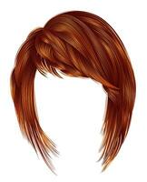 modieus vrouw haren kare met rand .rood gember roodharige gember kleuren .medium lengte . schoonheid stijl . realistisch 3d . vector