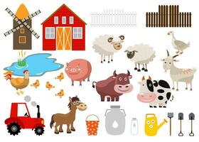 verzameling van boerderij dieren pictogrammen reeks in vlak stijl vector illustratie geïsoleerd Aan wit achtergrond
