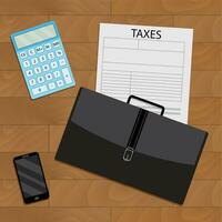 bedrijf procedure berekening van belastingheffing top visie. vector belasting boekhouding, belasting het formulier en financiën audit illustratie