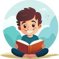 gelukkig kind lezing boek, onderwijs concept vector illustratie dsign