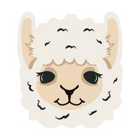 schattig lama alpaca hoofd vlak vector