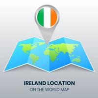 locatie icoon van ierland op de wereldkaart, ronde pin icoon van ierland vector