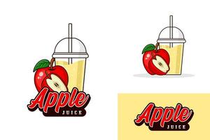 appel sap drinken logo ontwerp illustratie verzameling vector