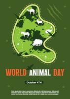 poster sjabloon wereld dier dag met flora en fauna vector illustratie 1.7