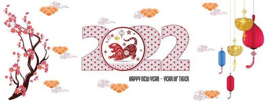 gelukkig chinees nieuwjaar 2022 - jaar van de tijger. vector
