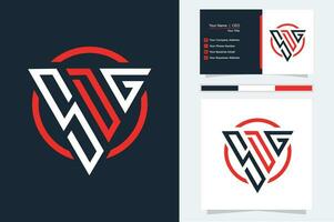 eerste brief s d g driehoek monogram modern logo rood en zwart vector