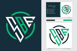 eerste brief s b e driehoek monogram modern logo groen en wit kleur vector