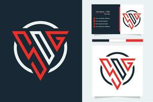 eerste brief s d g driehoek monogram modern logo rood en zwart vector