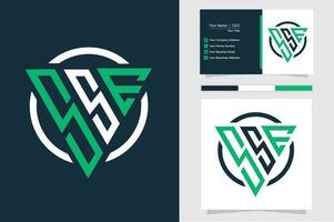 eerste brief s s e driehoek monogram modern logo groen en wit kleur vector