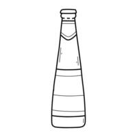 fles van bier in tekening stijl. vector illustratie. lineair glas fles.