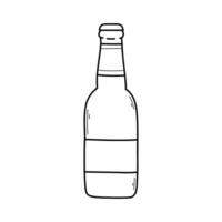 fles van bier in tekening stijl. vector illustratie. lineair glas fles.