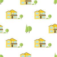 buitenwijk Amerikaans huizen naadloos patroon. vector