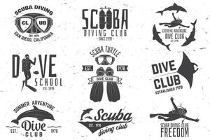 reeks van scuba duiken club en duiken school- ontwerp. vector