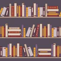 boekenplanken, bibliotheek, tekenfilm stijl naadloos patroon. concept voor geliefden van lezing. voor behang, het drukken Aan kleding stof, verpakking, achtergrond vector