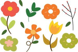 hand- tekening tekenfilm bloem kleurrijk sticker reeks vector