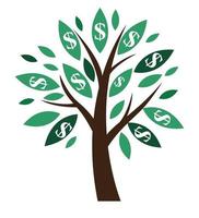 financieel begrip. geldboom - symbool van succesvol zakendoen. vector illustratie