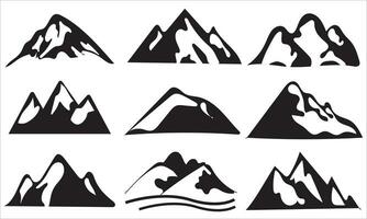 prberg silhouet set. rotsachtig bergen icoon of logo verzameling. vector illustratieint