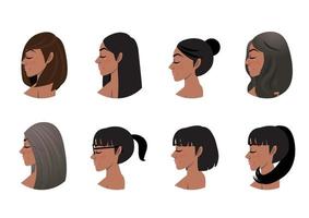 afro-amerikaanse vrouwen kapsels collectie. zwarte vrouwen zijaanzicht avatars vectorillustratie vector