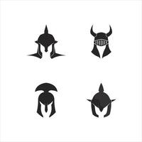 Spartaanse helm logo sjabloon hoofd van soldaat ridder icoon en illustratie vector